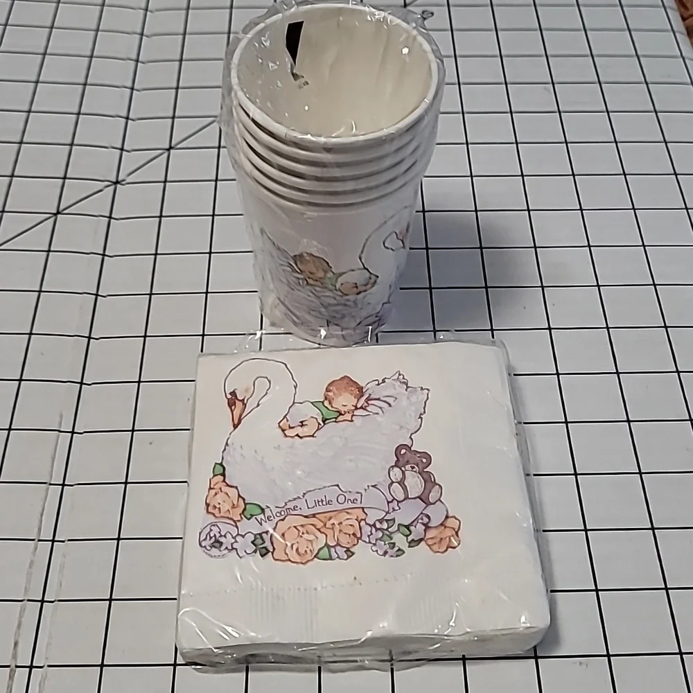 Vintage American‎ Greetings Beverage Napkins and 9 oz Cups,  NIP